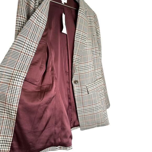 NWT Böhme Brown & Black Plaid Oversized Single Button Blazer Size S - Picture 6 of 8